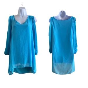 NEW! Teal sheer balloon sleeve tunic M